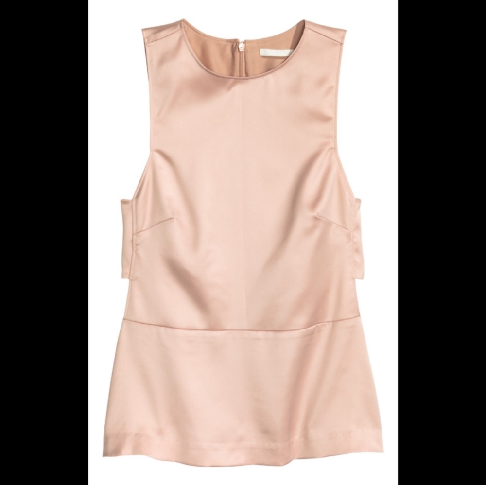 H&M Blush Satin Top - Size 10 - Cutouts